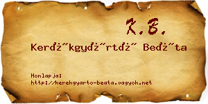 Kerékgyártó Beáta névjegykártya